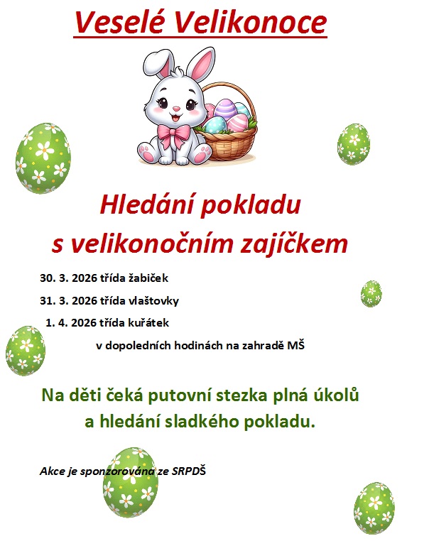 HLEDÁNÍ VELIKONOČNÍHO POKLADU NA ZAHRADĚ MŠ