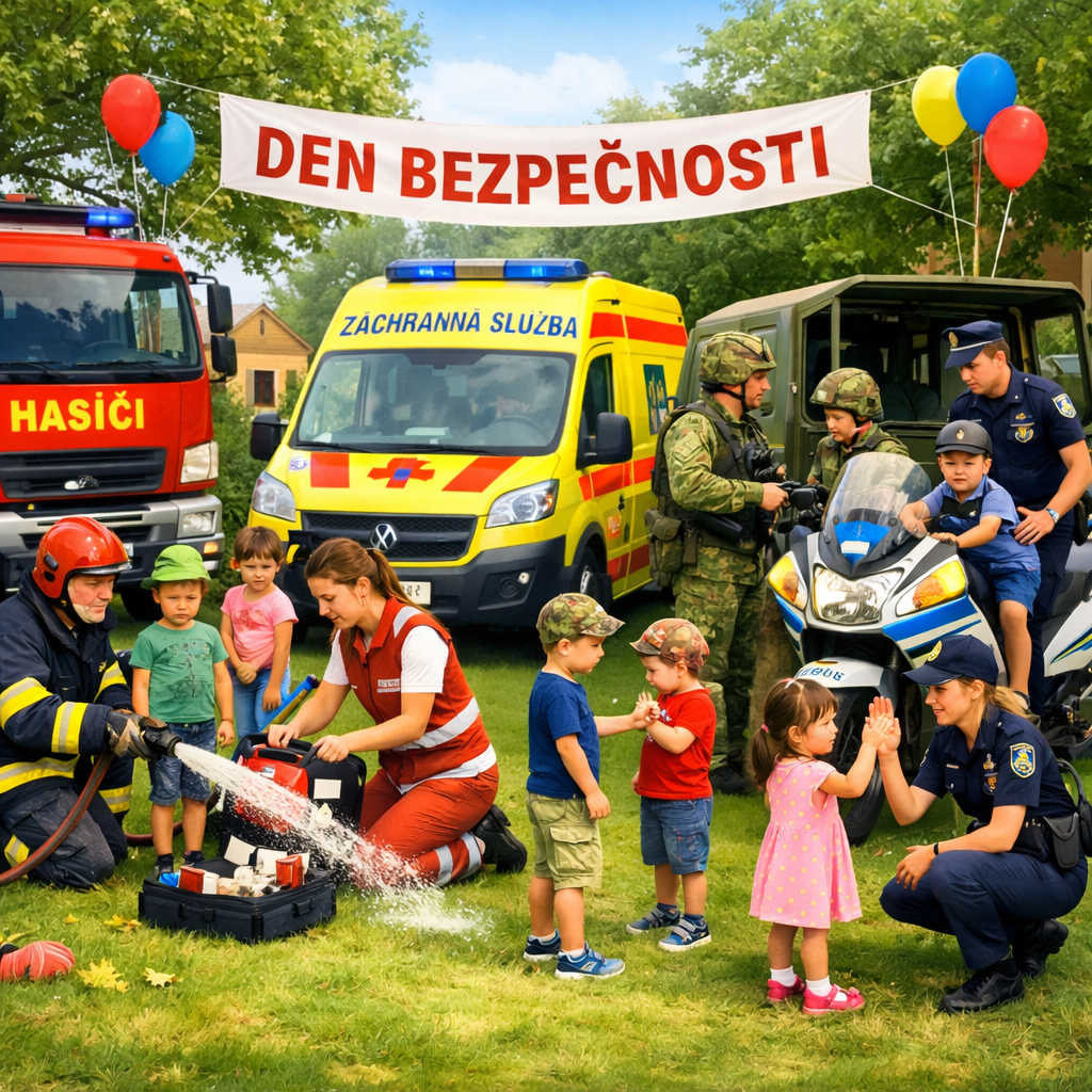 23.4. Den bezpečnosti s Armáda ČR, PČR, HZS, ON Příbram – nemocnice do školek, ZZS, dopravní hřiště, soutěže